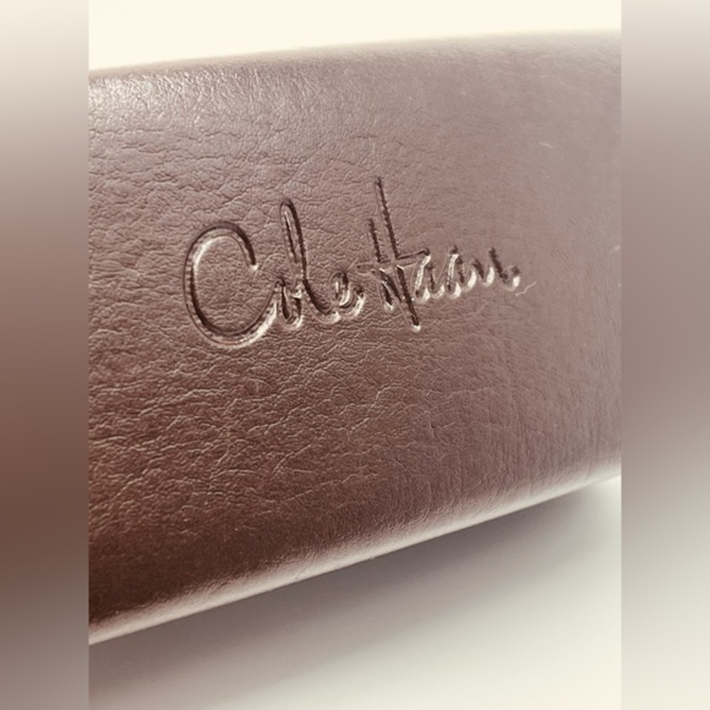 Cole Haan dark brown faux leather large sunglass case unisex